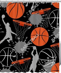 Basketball Memory Black Shower Curtain for Bathroom Decor