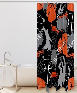 Basketball Memory Black Shower Curtain for Bathroom Decor