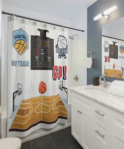 Basketball Scoreboard Shower Curtain - Get in the Game with This Tournament Bath Decor