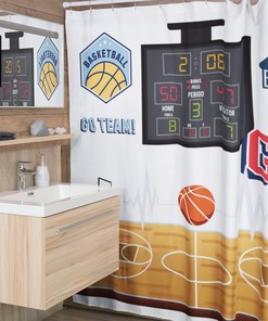 Basketball Scoreboard Shower Curtain - Get in the Game with This Tournament Bath Decor
