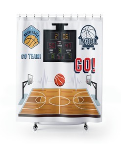 Basketball Scoreboard Shower Curtain - Get in the Game with This Tournament Bath Decor