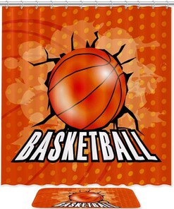 Basketball Texture Background Waterproof Shower Curtain - Bathroom Curtain