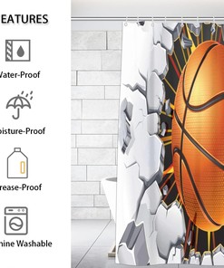 Basketball Wall Shower Curtain for Bathroom - Bath Tub Accessories