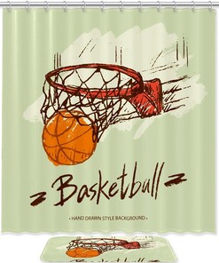Basketball in Basket Shower Curtain - A Must-Have for Sports Enthusiasts