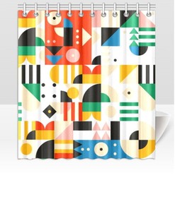 Bauhaus Geometric Pattern Shower Curtain | Bathroom Decor Home Decor