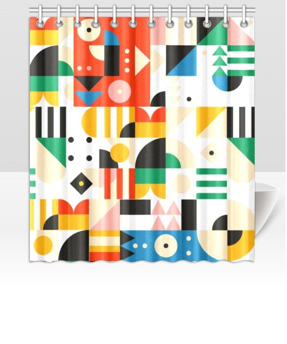 Bauhaus Geometric Pattern Shower Curtain | Bathroom Decor Home Decor