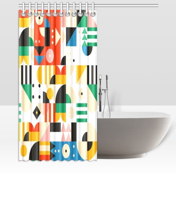 Bauhaus Geometric Pattern Shower Curtain | Bathroom Decor Home Decor