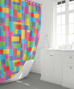 Bausteine Kinder Shower Curtain with Colorful Print | Home Decor Bathroom Curtain