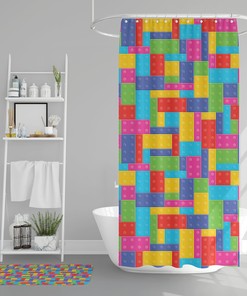Bausteine Kinder Shower Curtain with Colorful Print | Home Decor Bathroom Curtain