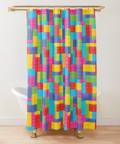 Bausteine Kinder Shower Curtain with Colorful Print | Home Decor Bathroom Curtain