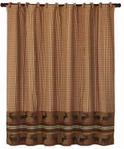 Bayfield Moose Rustic Shower Curtain in Earth Tones | Bathroom Decor