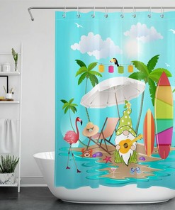 Beach Cartoon Gnome Shower Curtain for Your Colorful Bathroom Decor