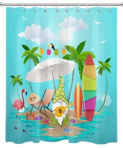 Beach Cartoon Gnome Shower Curtain for Your Colorful Bathroom Decor