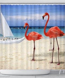 Beach Flamingos Shower Curtain for Your Tropical Bathroom Decor
