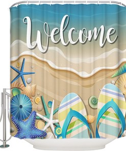 Beach Starfish Seashells Ocean Shower Curtain - ARTtikke Lightweight Machine Washable Shower Curtain for Bathroom Decor