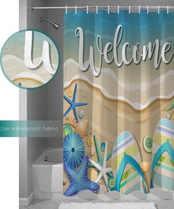 Beach Starfish Seashells Ocean Shower Curtain - ARTtikke Lightweight Machine Washable Shower Curtain for Bathroom Decor
