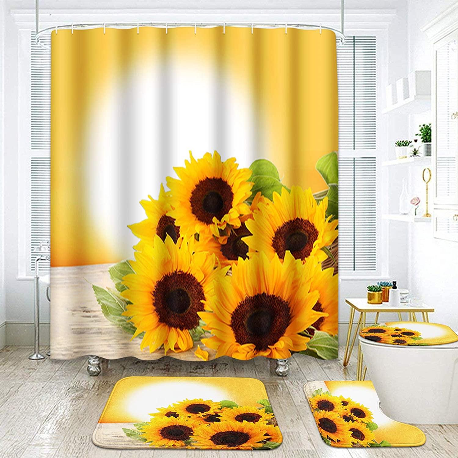 Beachy Sunflower Shower Curtain for Home Decor