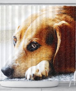 Beagle Dog Art Print Shower Curtain Perfect for Dog Lovers Bathroom Decor