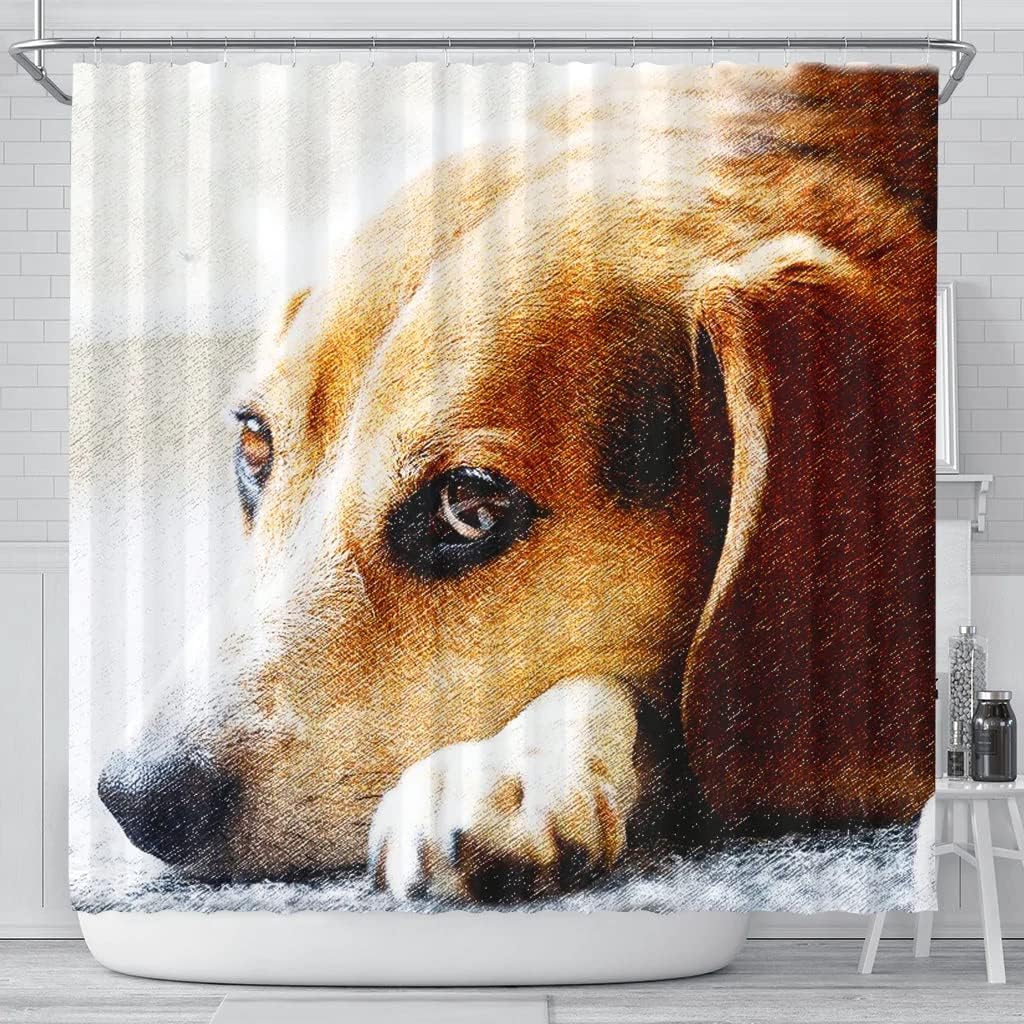 Beagle Dog Art Print Shower Curtain Perfect for Dog Lovers Bathroom Decor