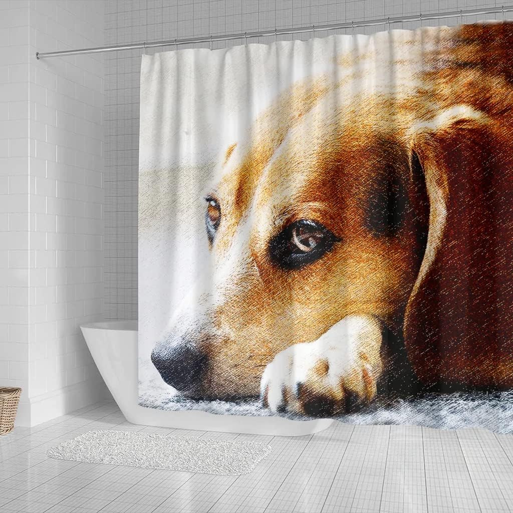 Beagle Dog Art Print Shower Curtain Perfect for Dog Lovers Bathroom Decor