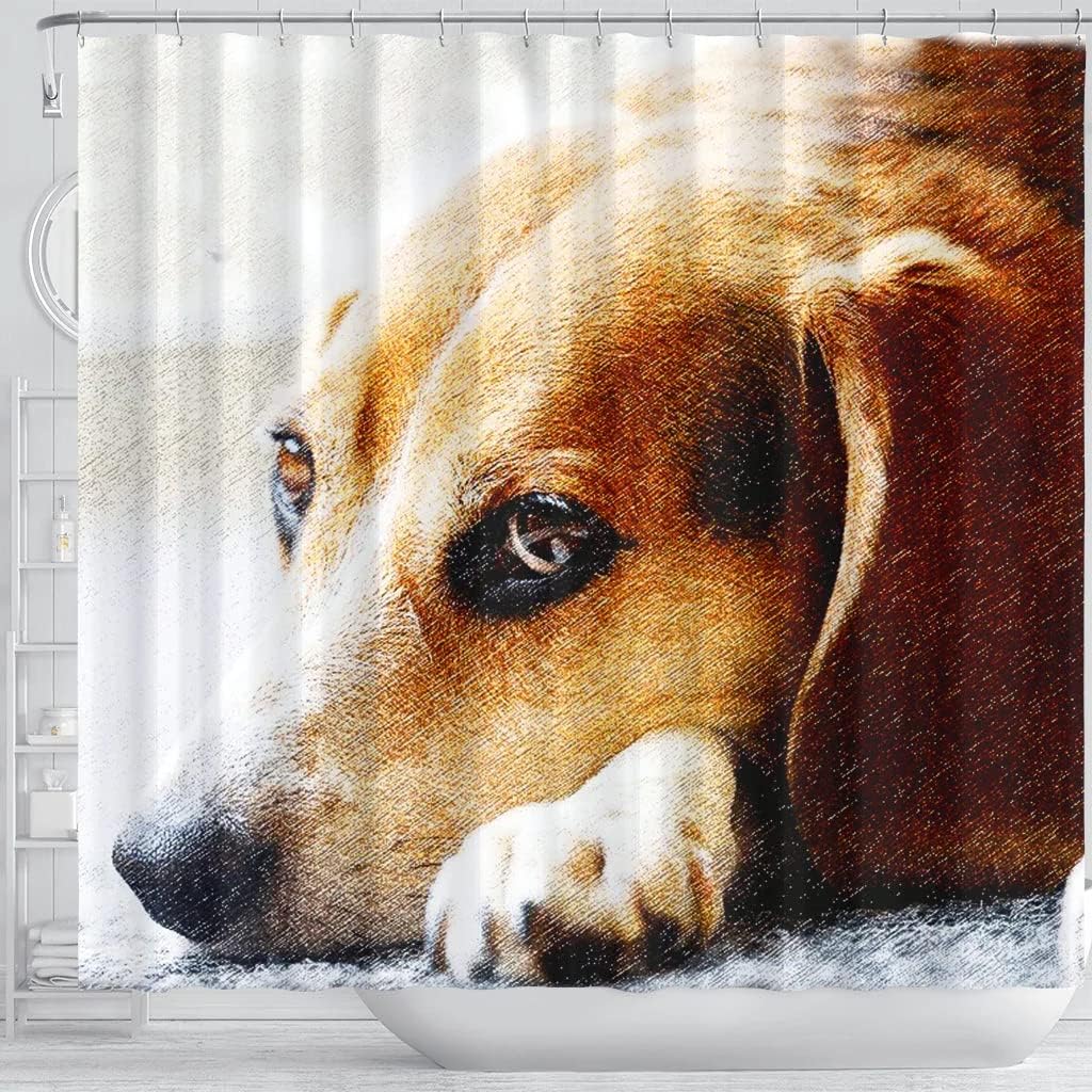 Beagle Dog Art Print Shower Curtain Perfect for Dog Lovers Bathroom Decor