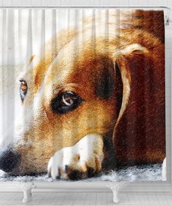 Beagle Dog Art Print Shower Curtain Perfect for Dog Lovers Bathroom Decor