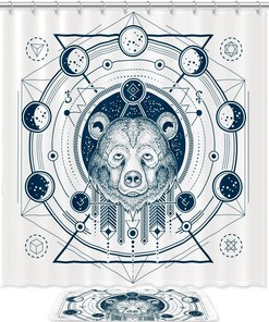 Bear Animal Print Waterproof Shower Curtain for Bathroom