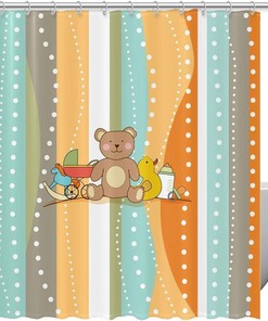 Bear Stripe Shower Curtain for Your Rustic Bathroom Decor