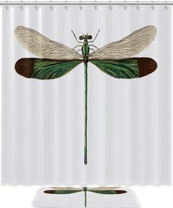 Beautiful Dragonfly Waterproof Shower Curtain for Nature Bathroom Decor