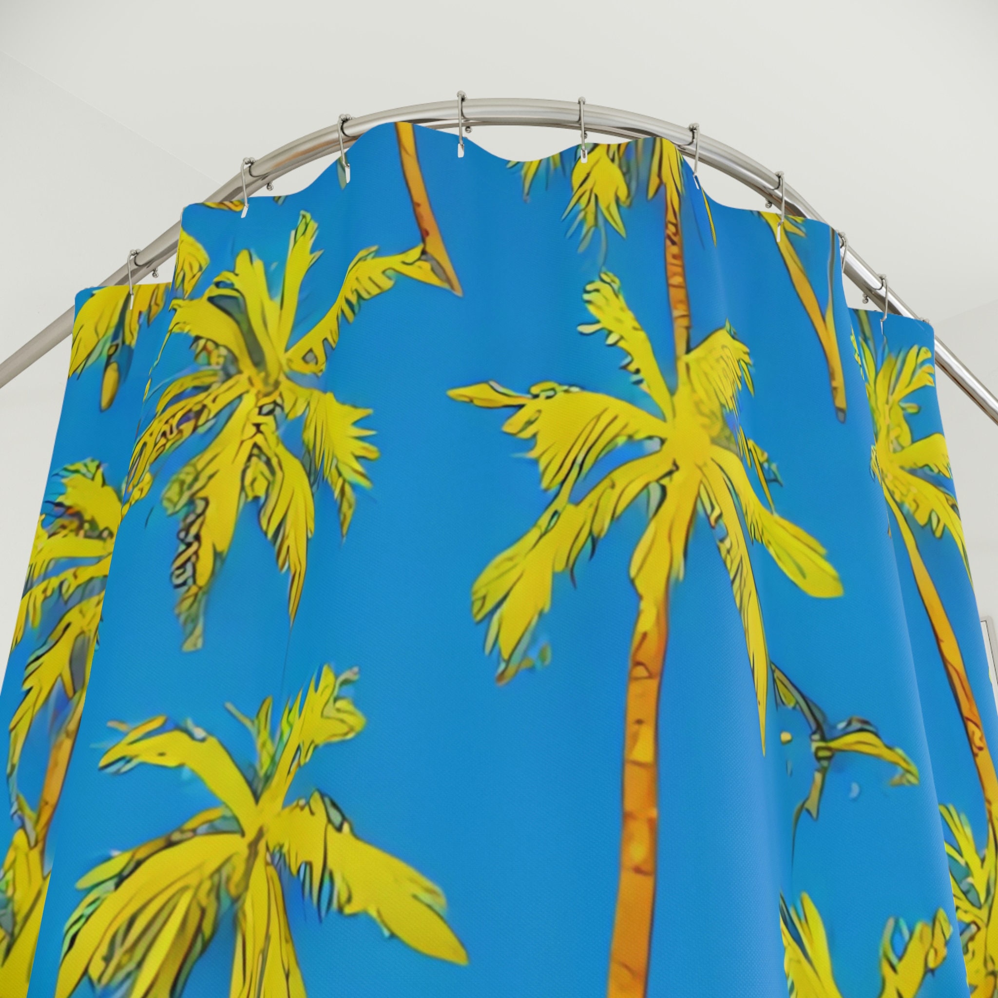 Beautiful Palm Trees Beach Shower Curtain for Modern Bathroom Decor