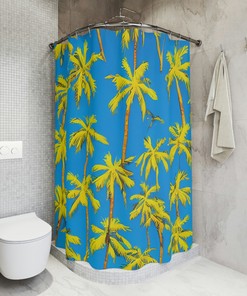 Beautiful Palm Trees Beach Shower Curtain for Modern Bathroom Decor