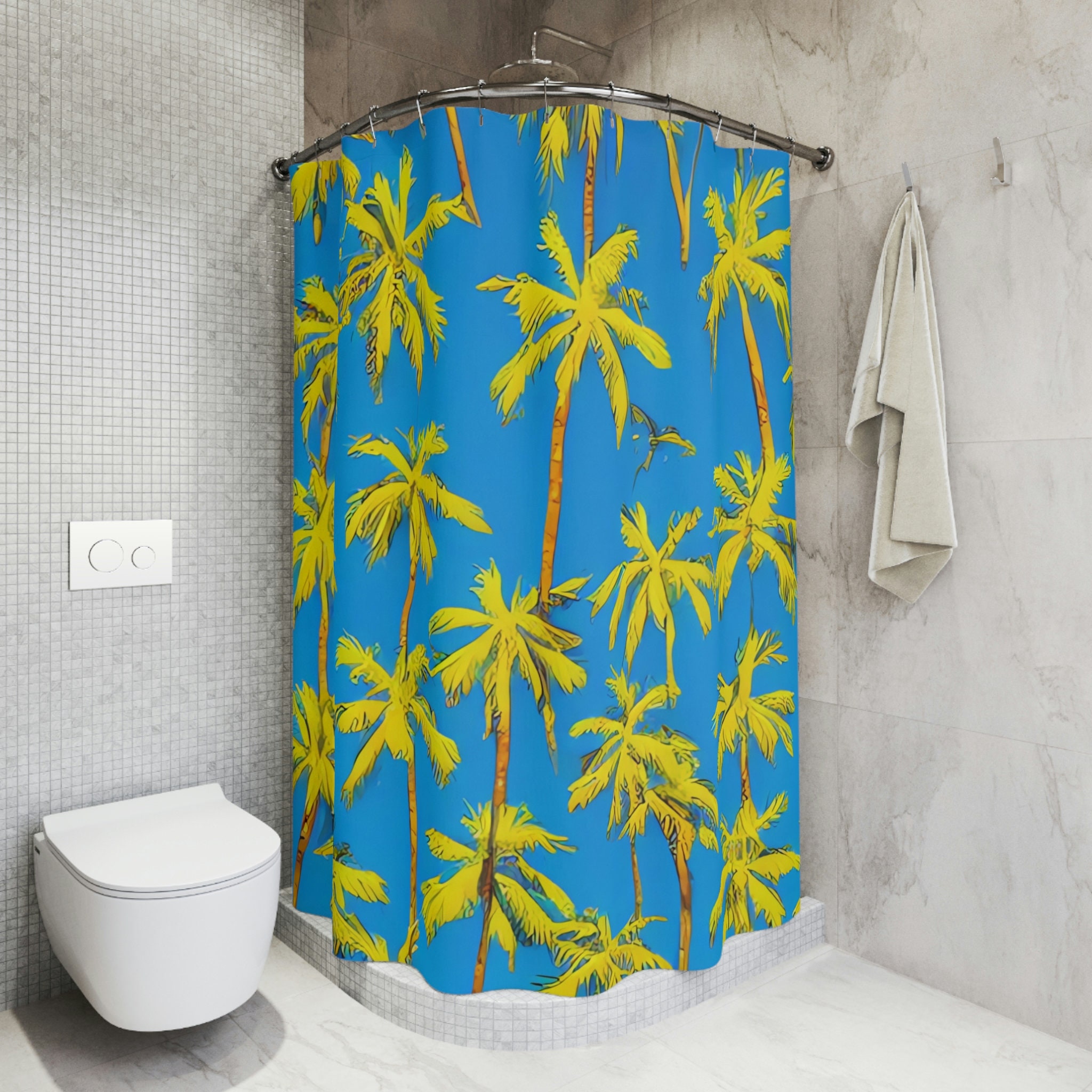 Beautiful Palm Trees Beach Shower Curtain for Modern Bathroom Decor