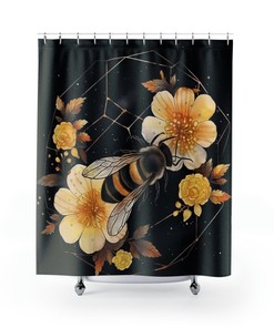 Bee Conservation Shower Curtain for Bathroom - Custom Design with Donations for Saving the Bees