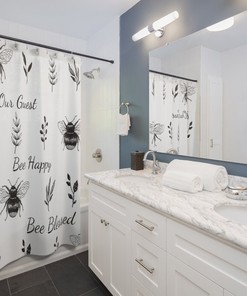 Bee Our Guest Shower Curtain for Bathroom Decor - Inspirational and Positive Design