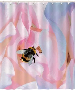 Bee Pattern Decorative Farmhouse Shower Curtain for Bathroom - Country Bathroom Accessories