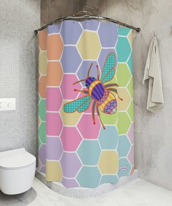 Bee Shower Curtain - Cute and Charming Bathroom Decor with Bee Pattern