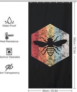 Bee Whisperer Waterproof Shower Curtain for Bathroom - Modern Design with Hexagon Honeycomb