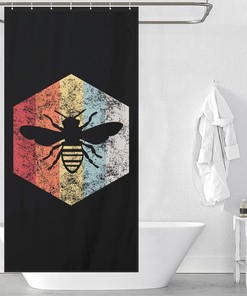Bee Whisperer Waterproof Shower Curtain for Bathroom - Modern Design with Hexagon Honeycomb