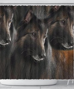 Belgian Tervuren Dog Print Shower Curtain - Perfect for Dog Lovers Bathroom Decor