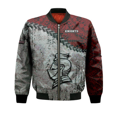 Bellarmine Knights Bomber Jacket Grunge Polynesian Tattoo- NCAA