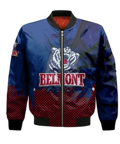 Belmont Bruins Bomber Jacket Basketball Net Grunge Pattern- NCAA