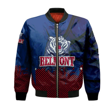 Belmont Bruins Bomber Jacket Basketball Net Grunge Pattern- NCAA