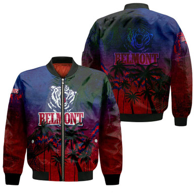 Belmont Bruins Bomber Jacket Coconut Tree Tropical Grunge - NCAA