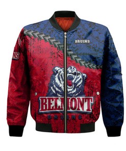 Belmont Bruins Bomber Jacket Grunge Polynesian Tattoo- NCAA