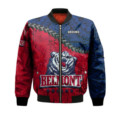 Belmont Bruins Bomber Jacket Grunge Polynesian Tattoo- NCAA