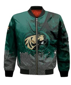 Bemidji State Beavers Bomber Jacket Basketball Net Grunge Pattern- NCAA