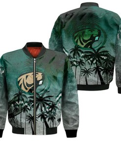 Bemidji State Beavers Bomber Jacket Coconut Tree Tropical Grunge - NCAA