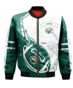 Bemidji State Beavers Bomber Jacket Flame Ball - NCAA
