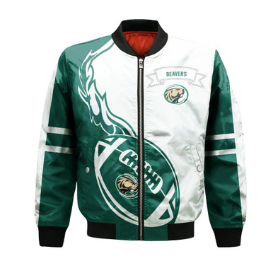 Bemidji State Beavers Bomber Jacket Flame Ball - NCAA