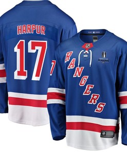 Ben Harpur 17 New York Rangers Stanley Cup 2023 Playoffs Patch Home Breakaway Men Jersey - Blue